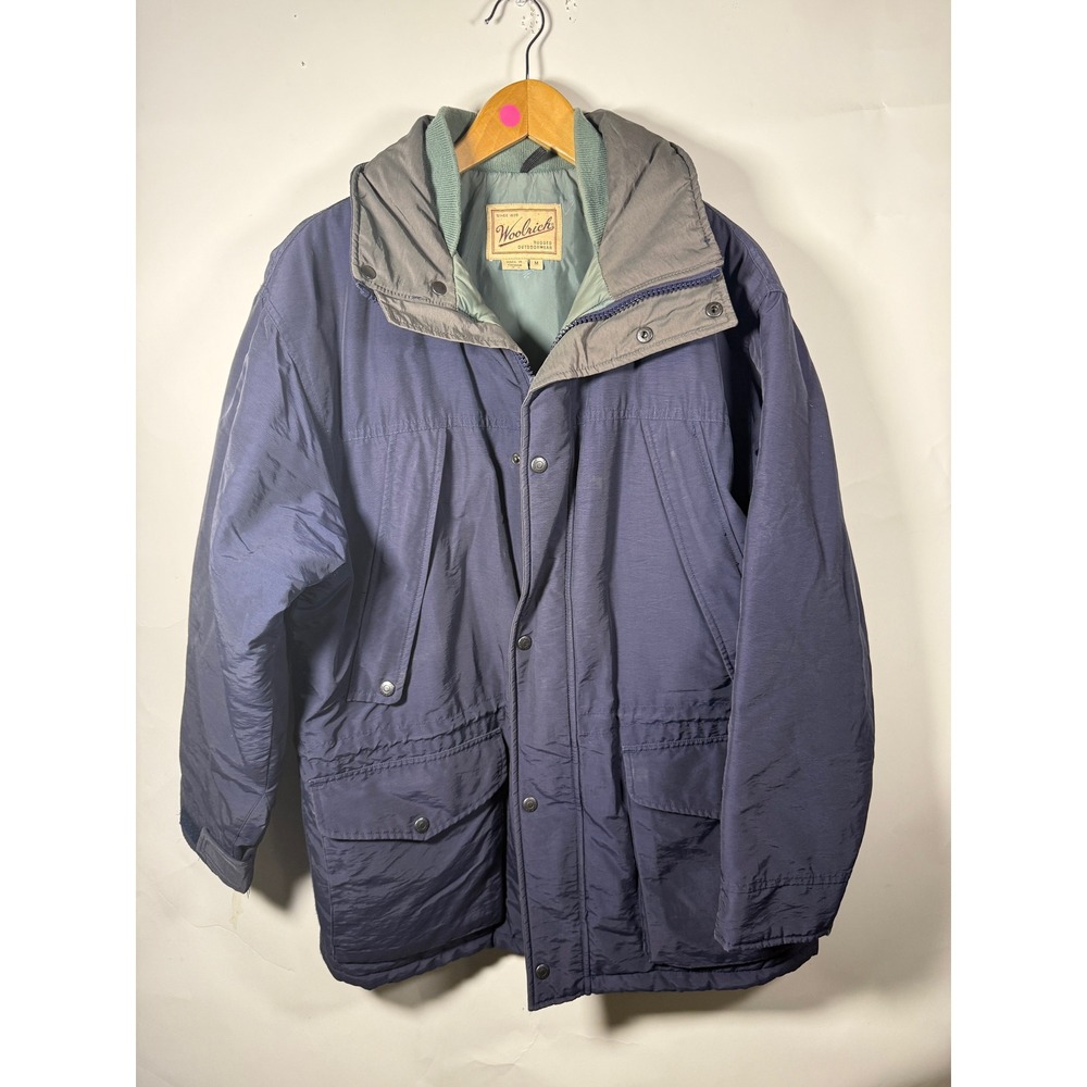 Woolrich Arctic Parka Chore Jacket‎ Men's Navy Blue Hooded Outdoor Size Medium